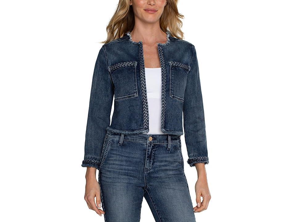 Liverpool Los Angeles Denim Jacket with Braid Detail Stretch Denim (Ponderay) Women's Vest Product Image