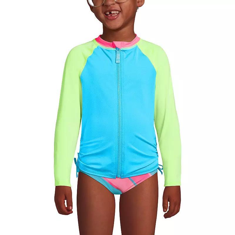 Girls 2-16 Lands End Long Sleeve Zip Front Rash Guard, Girls Product Image