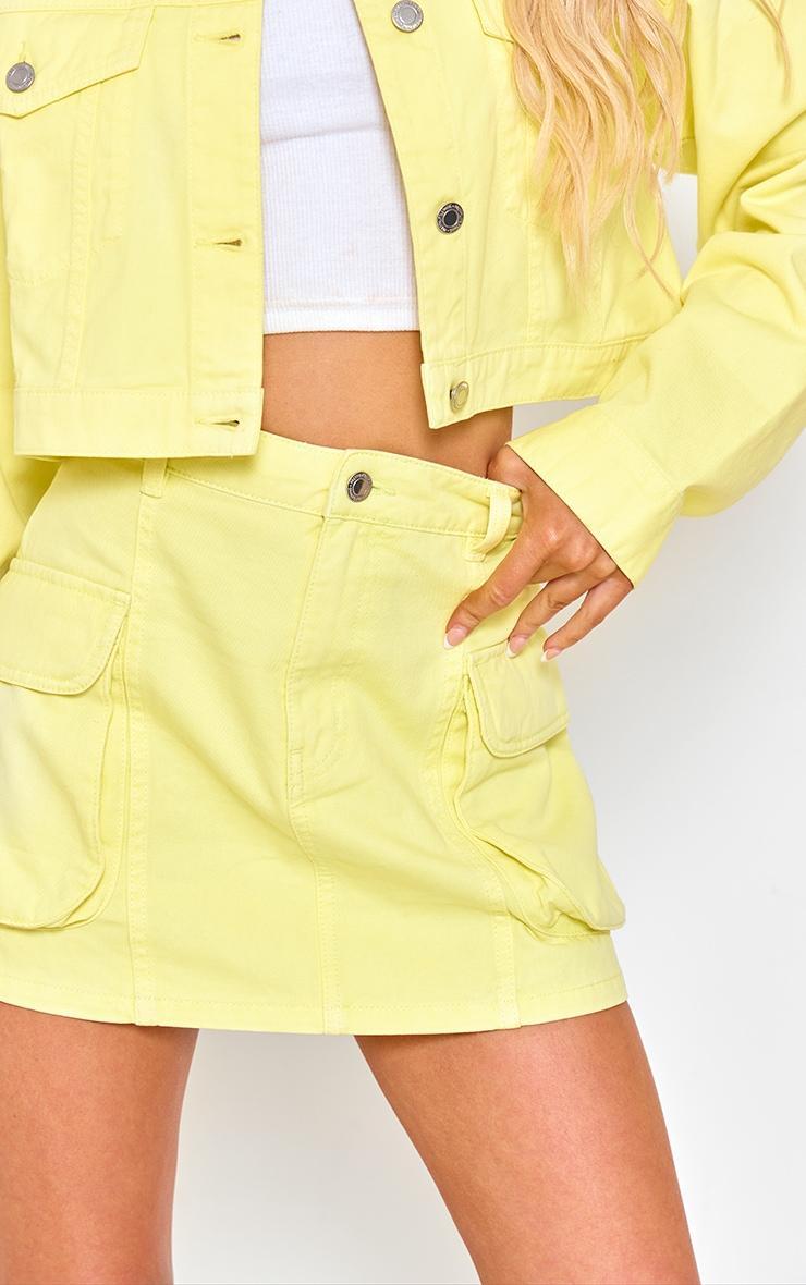 Washed Lemon Pocket Denim  Cargo Skirt Product Image