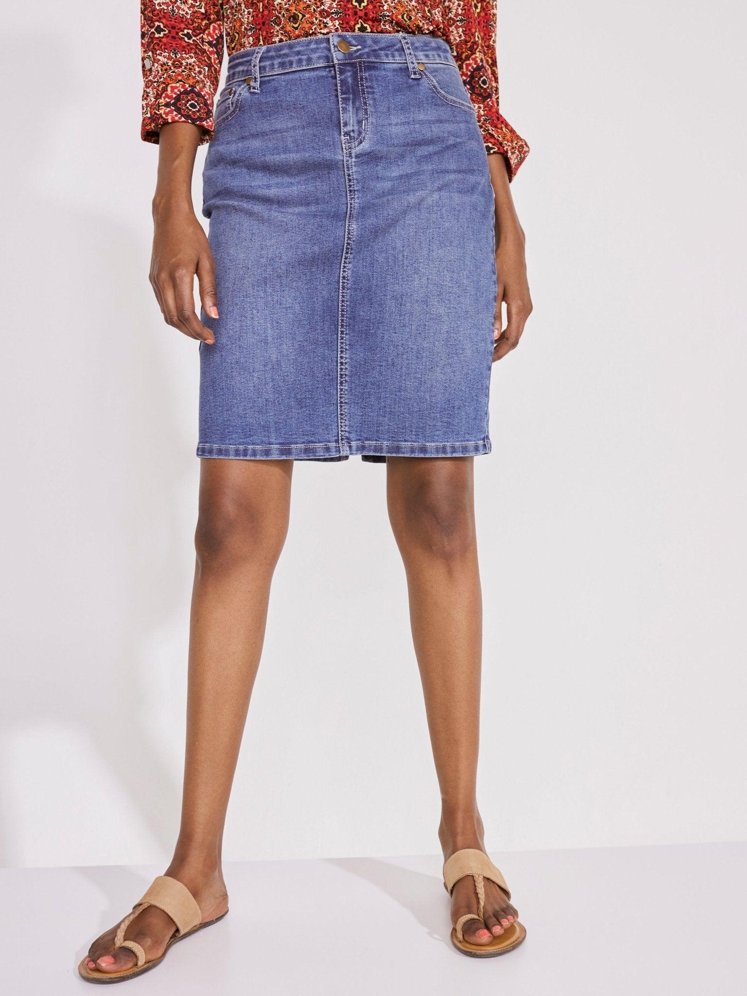 Westport Signature Denim Skirt with Back Slit Product Image