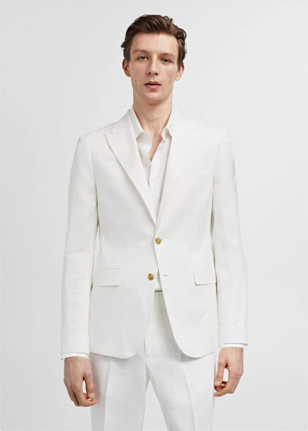 MANGO MAN - Slim fit linen and cotton suit jacket whiteMen Product Image