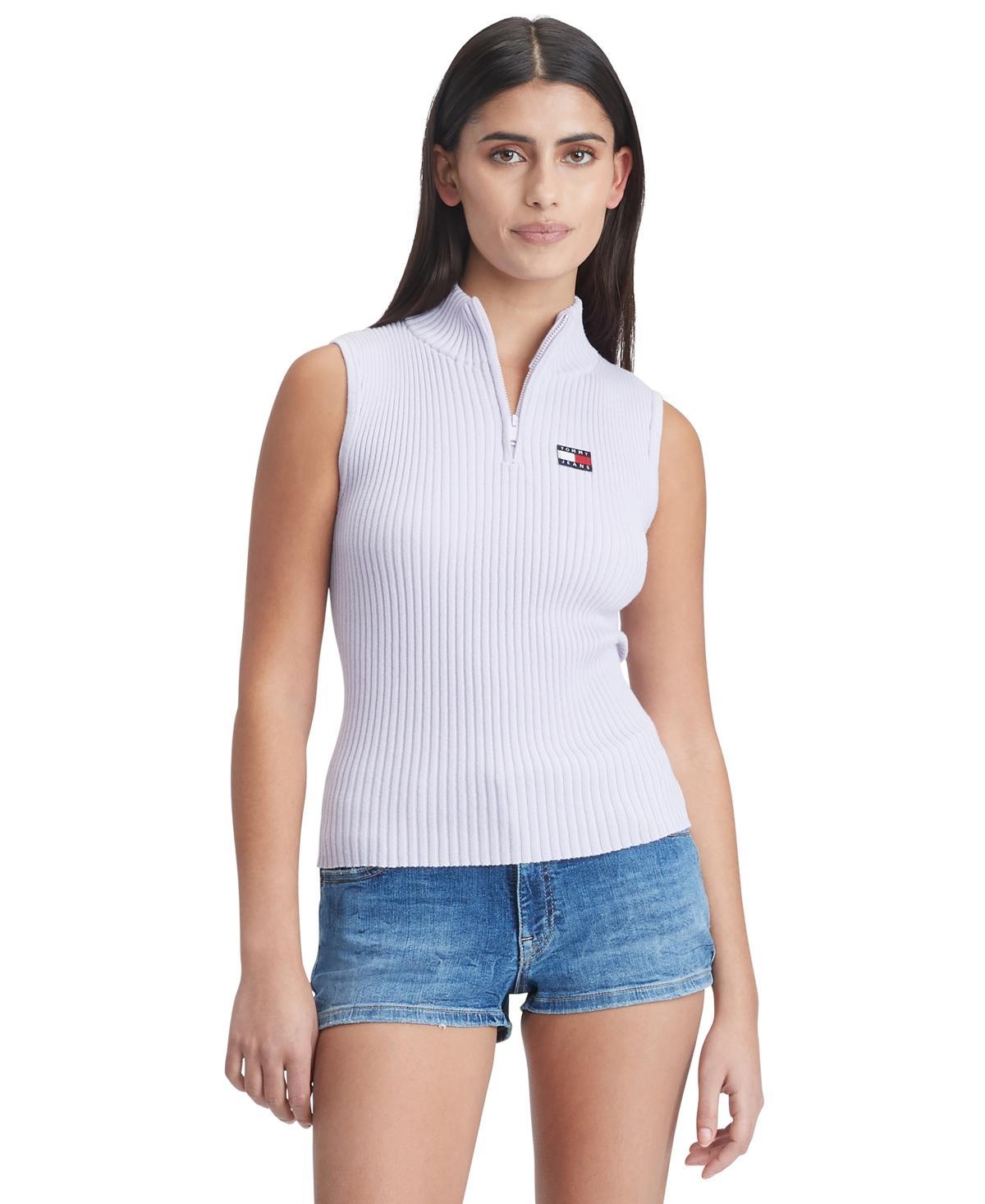 Tommy Jeans Womens 1/4-Zip Sleeveless Badge Sweater Product Image