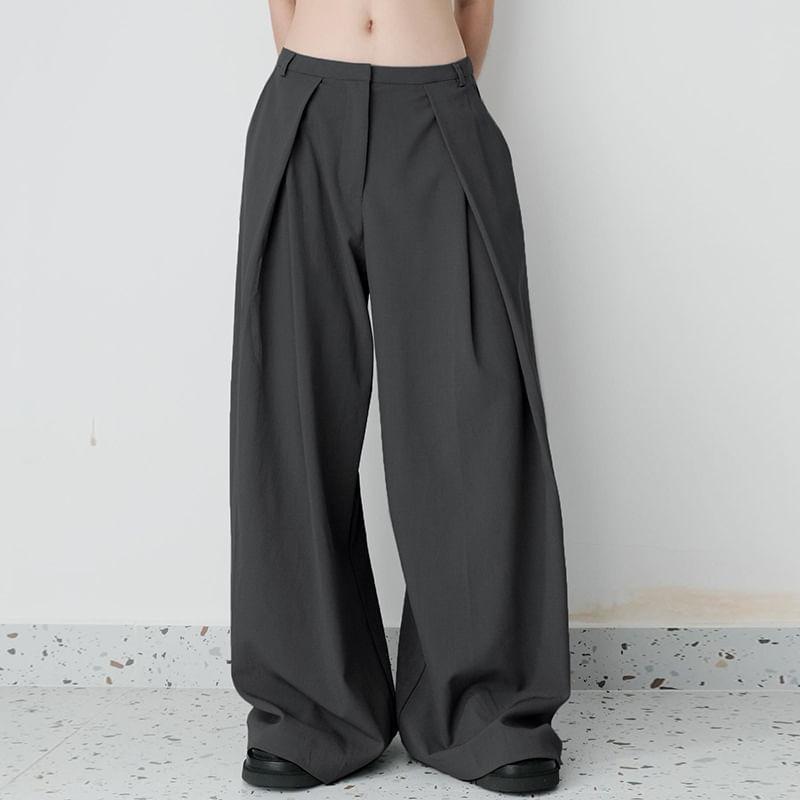 Low Waist Plain Wide Leg Pants Product Image