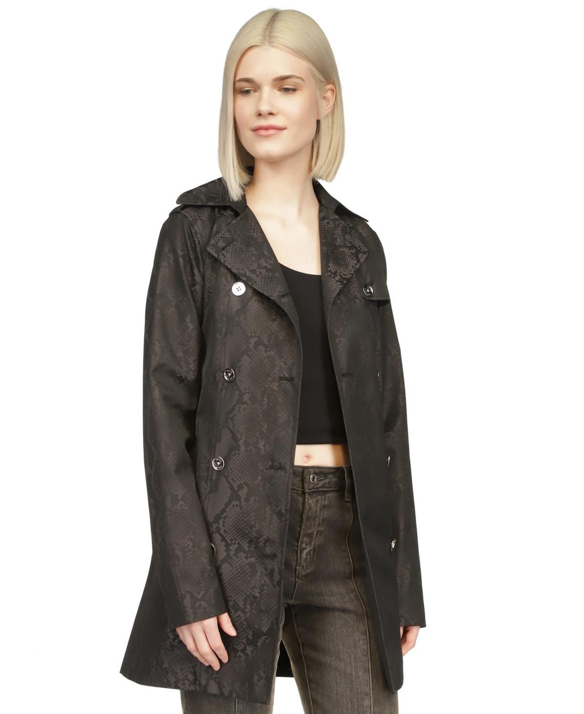 Michael Michael Kors Womens Snake-Print Trench Coat Product Image