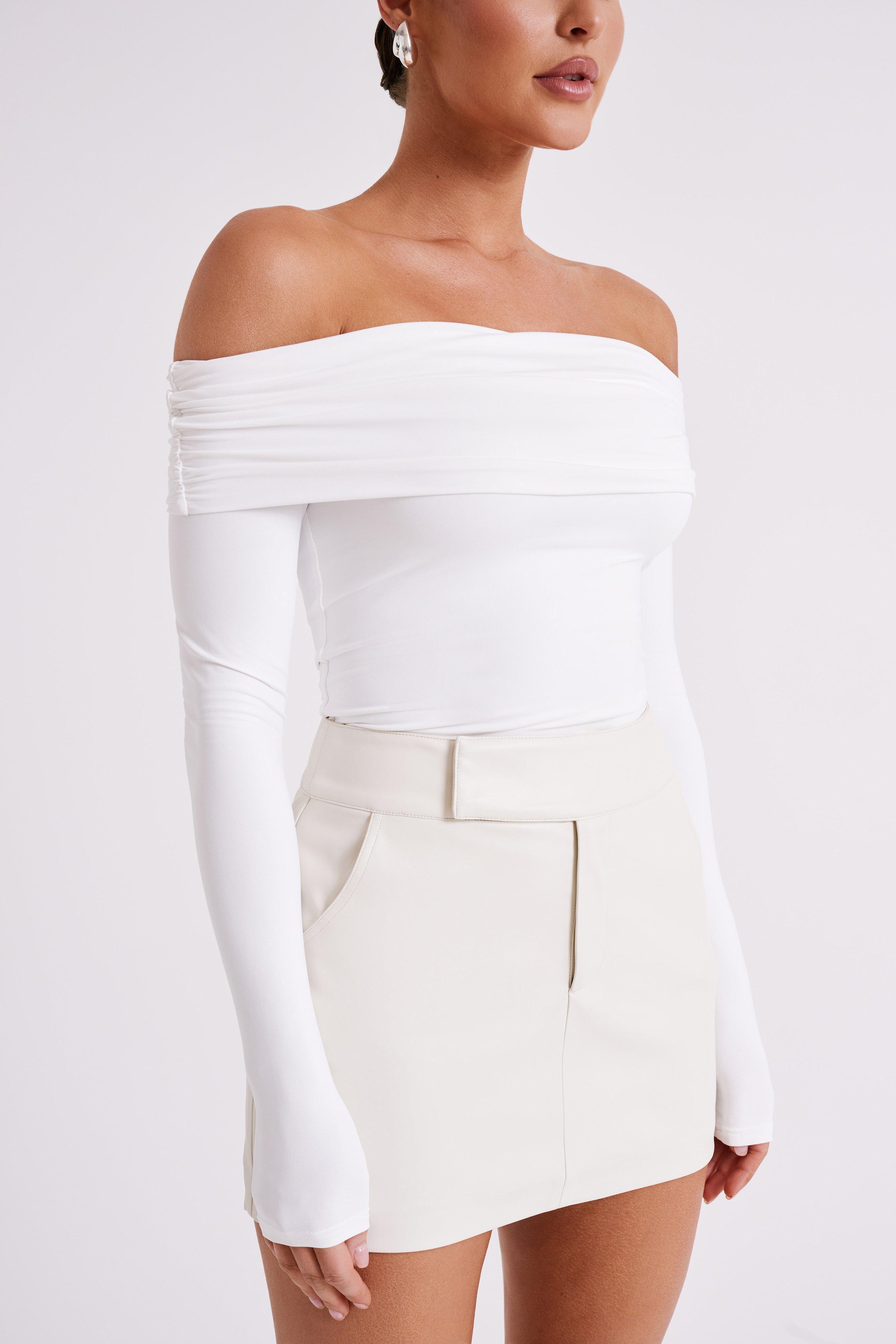 Lucinda Recycled Nylon Off Shoulder Top - White Product Image