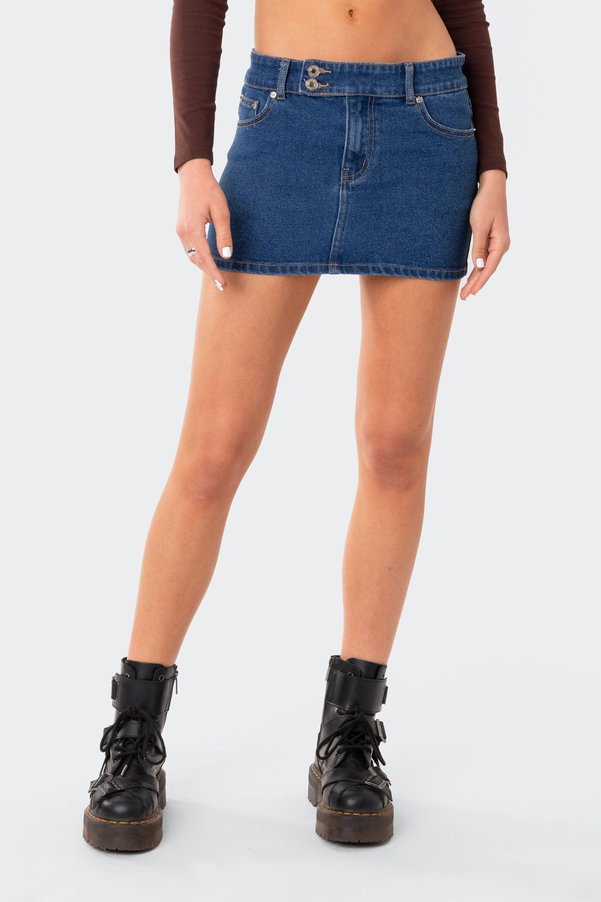 Laiha Low-Rise Denim Mini Skirt Product Image