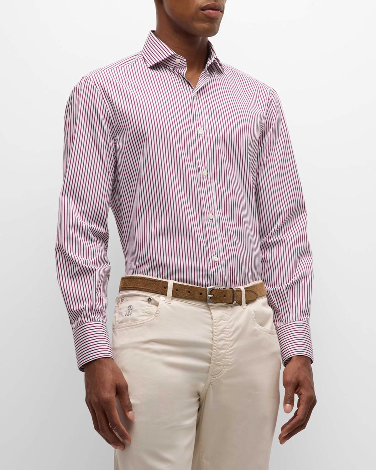 Mens Cotton Pinstripe Sport Shirt Product Image