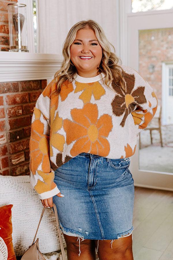 Falling For You Knit Floral Sweater Curves Product Image