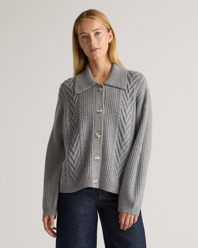 Australian Merino Wool Collared Cardigan  Product Image