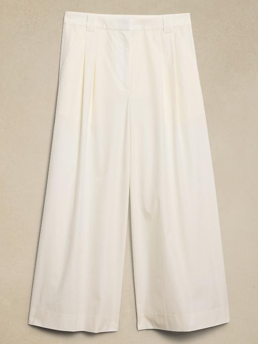 Pleated Wide-Leg Crop Poplin Pant Product Image