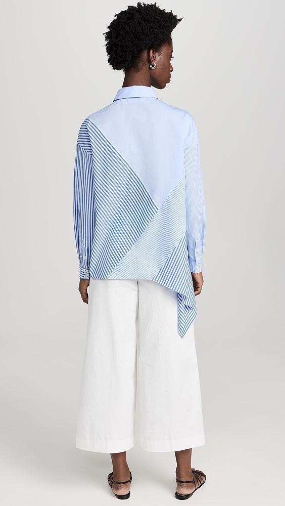 Naadam Cotton Asymmetrical Stripe Mix Shirt | Shopbop Product Image