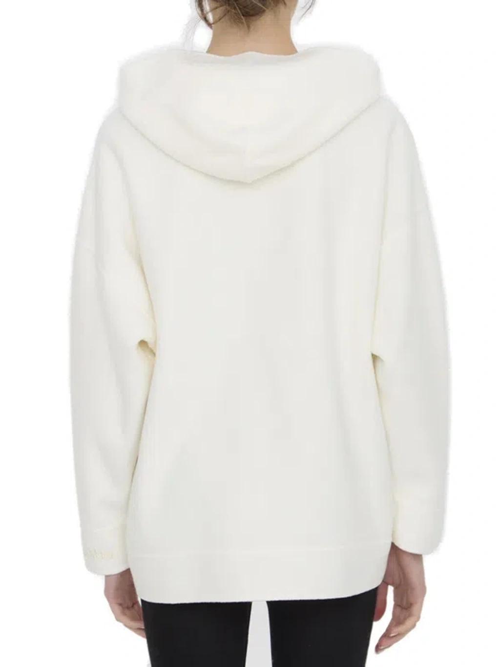 Saio Wool Blend Jersey Zip Hoodie In White Product Image