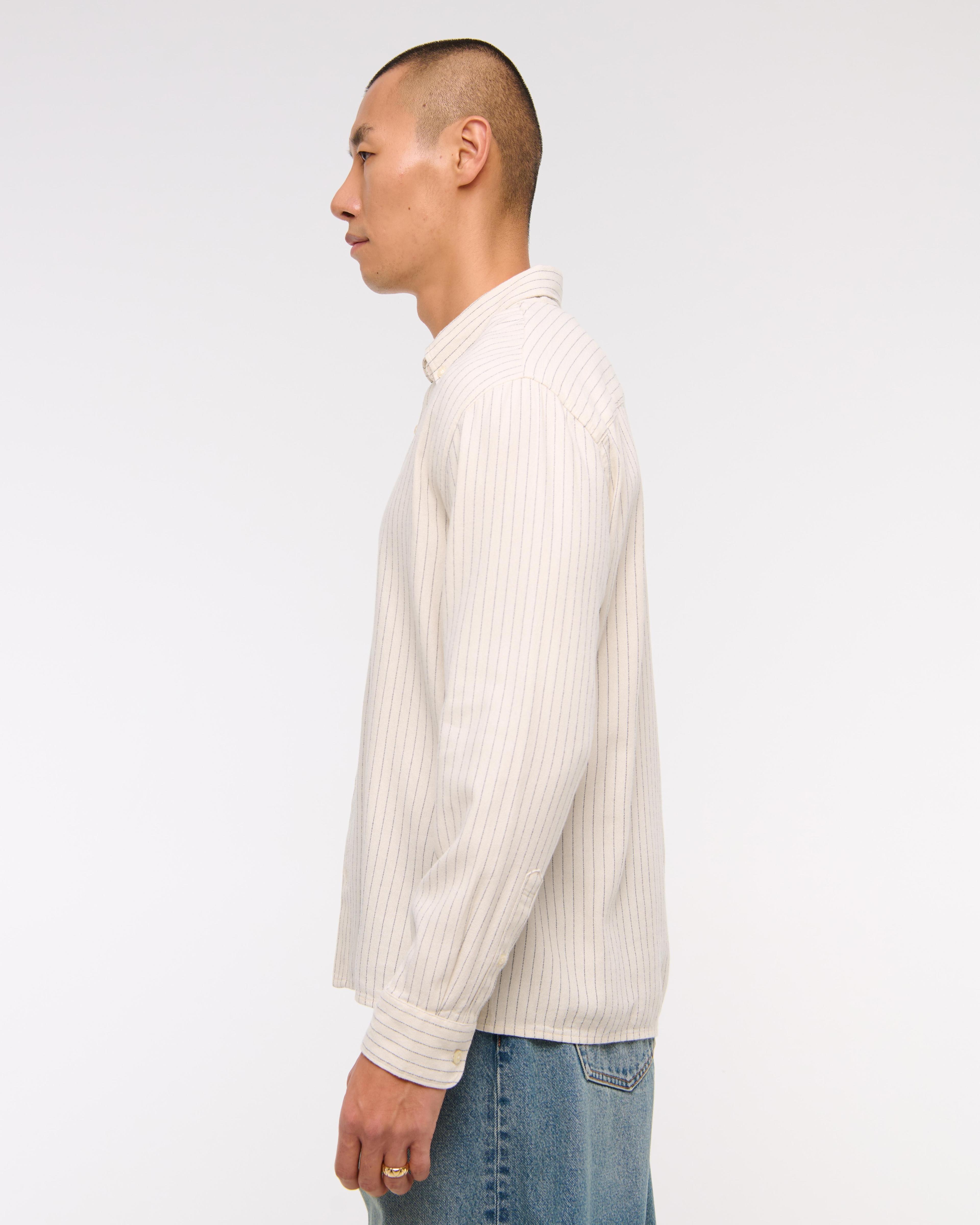 Long-Sleeve Crepe Button-Up Shirt Product Image