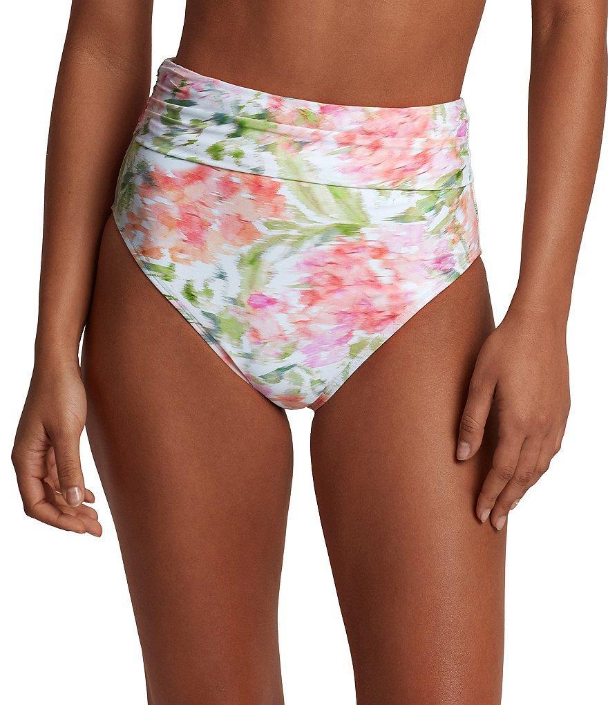 Lauren Ralph Lauren Summer Floral Print Semi Shirred High Waist Swim Bottom Product Image