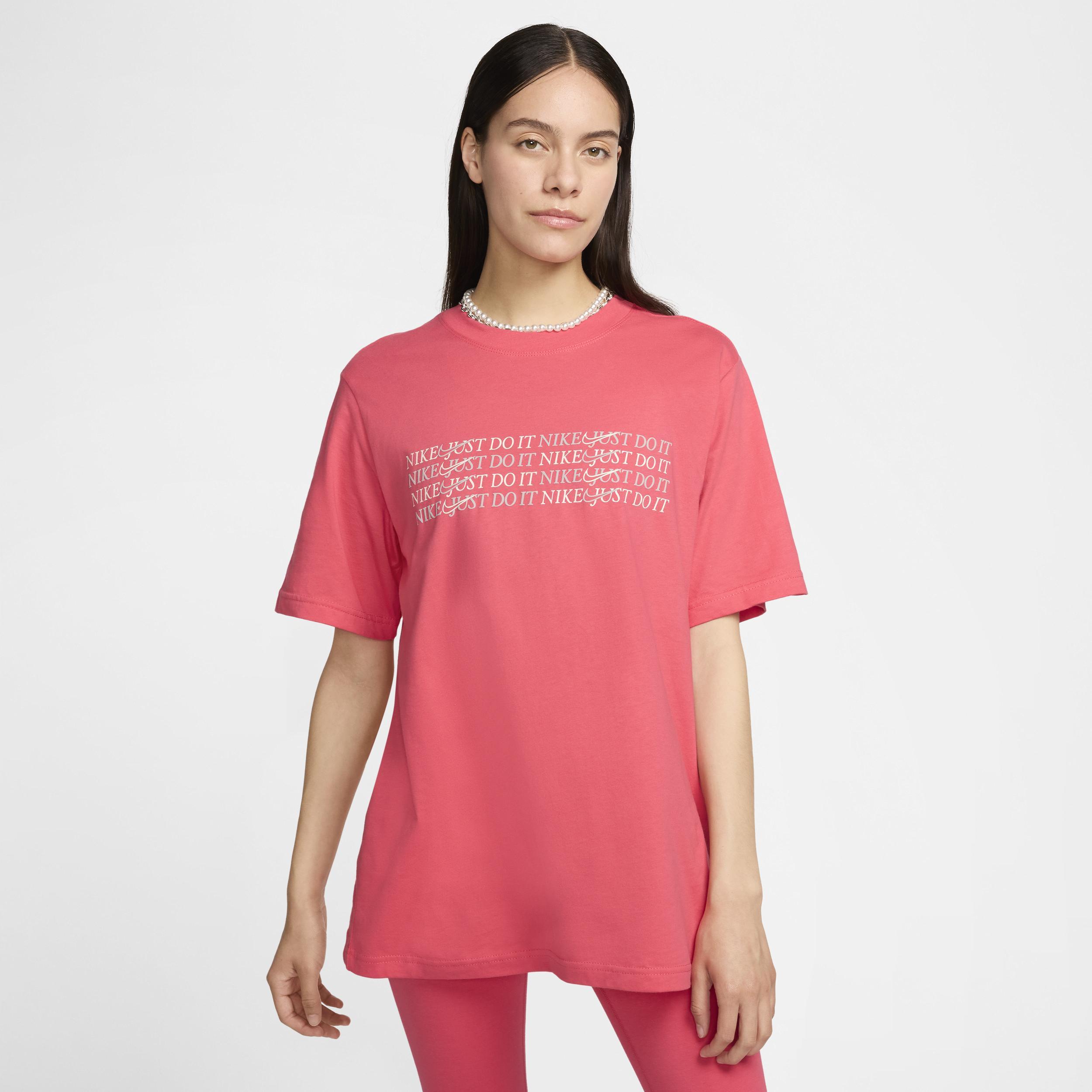 Nike Womens Sportswear Cotton Logo Crewneck T-Shirt - Aster Pink Product Image