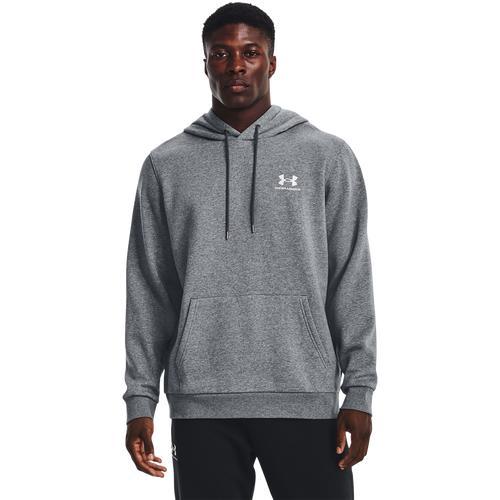 Under Armour Mens Under Armour Essential Fleece Hoodie - Mens Pitch Grey Heather/White Product Image