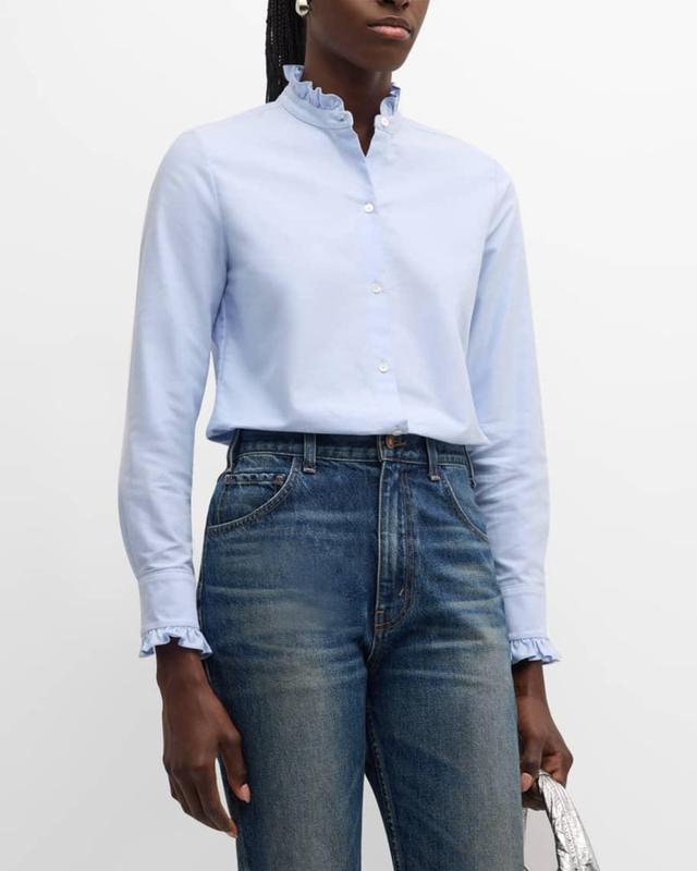 Lydia Ruffle Chambray Button-Down Shirt Product Image