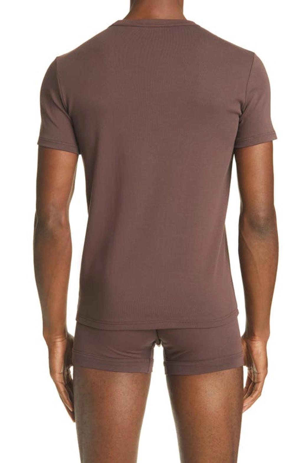 Cotton Jersey Crewneck T-shirt In Brown Product Image