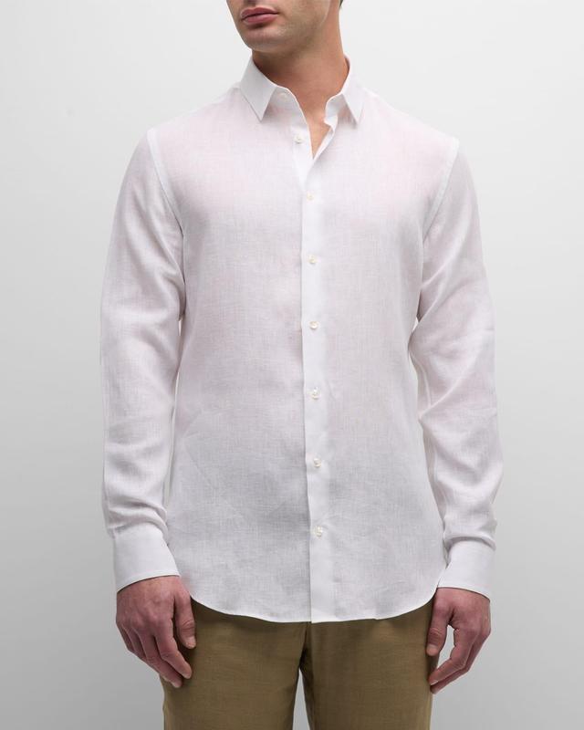 Mens Solid Linen Sport Shirt Product Image