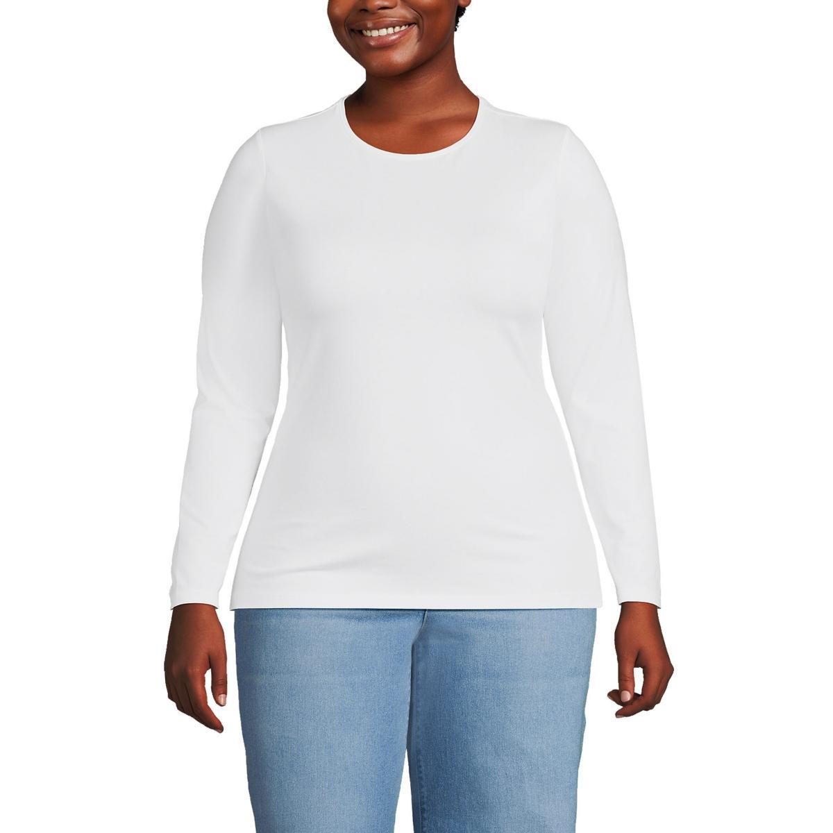 Lands End Plus Size Long Sleeve Lightweight Jersey Crew Neck Top Product Image