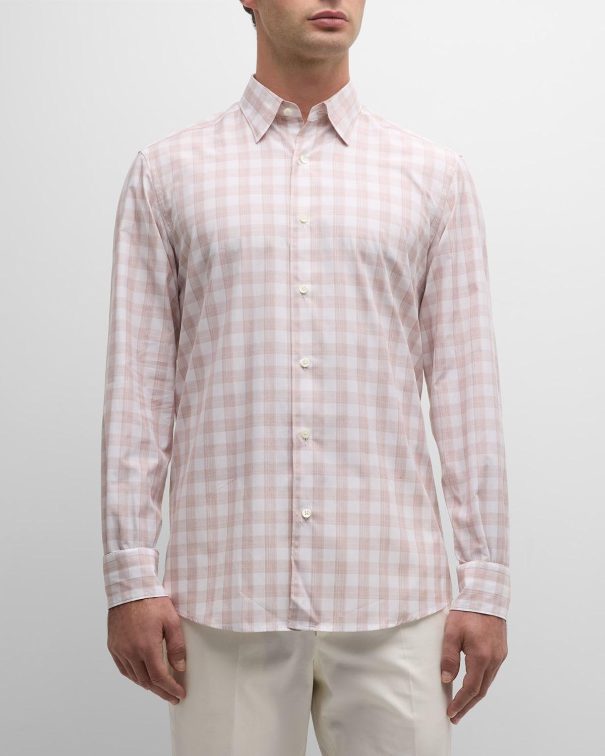 Mens Cotton Check Sport Shirt Product Image