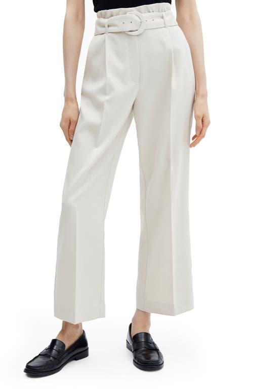 MANGO Belted Paperbag Waist Wide Leg Trousers Product Image