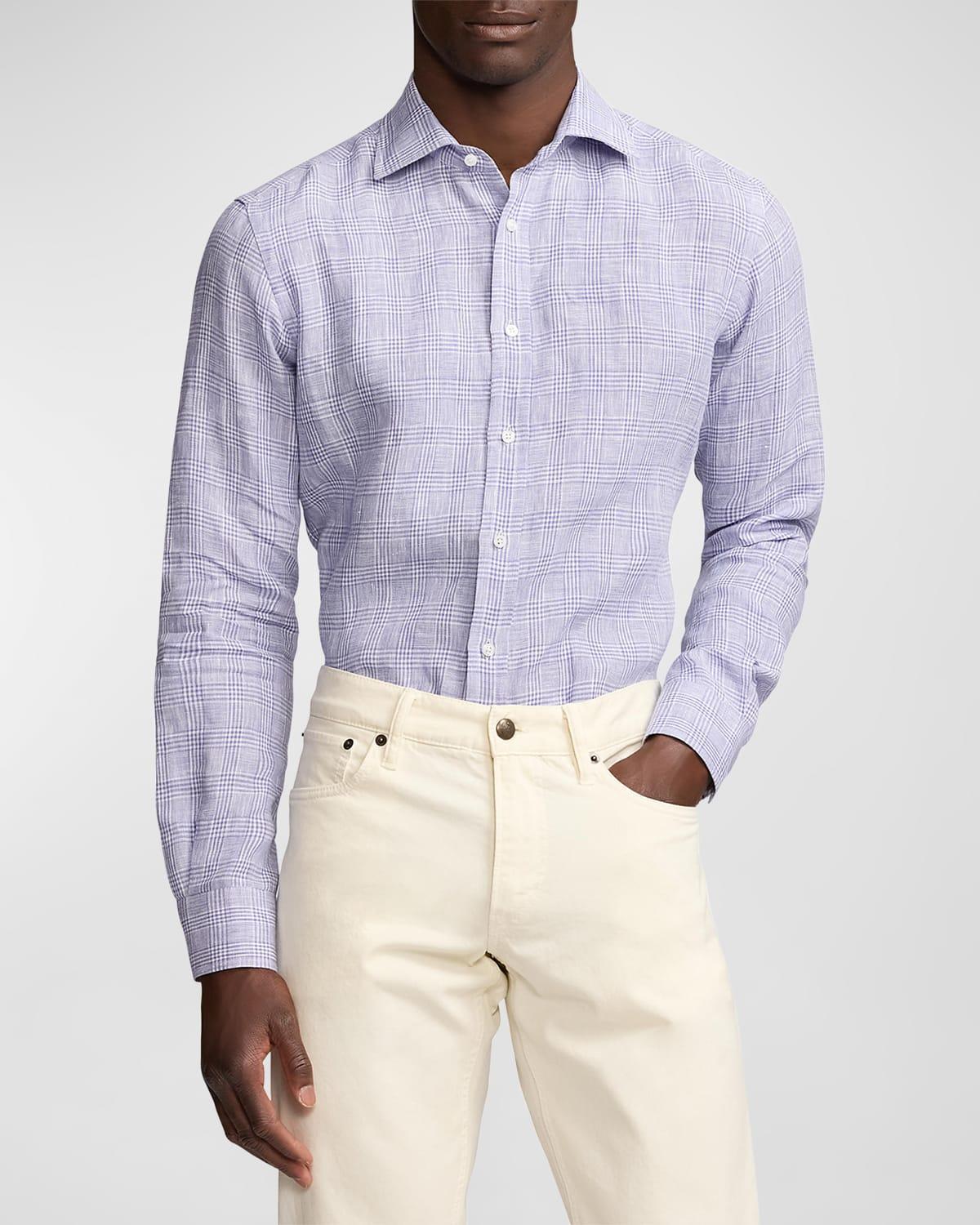 Mens Linen Glen-Check Sport Shirt Product Image