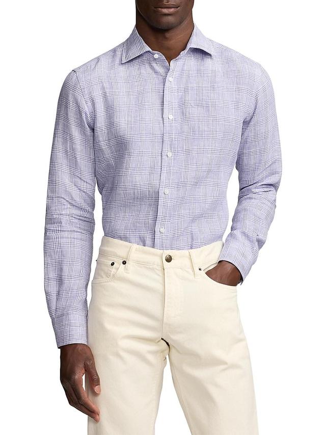 Mens Linen Glen-Check Sport Shirt Product Image