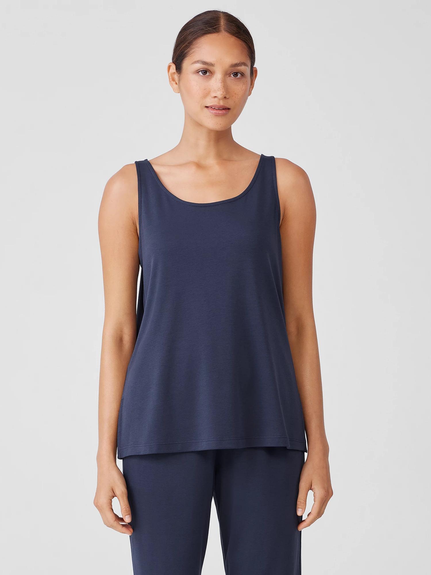 EILEEN FISHER Organic Cotton Interlock Scoop Neck Sleep Tankfemale Product Image