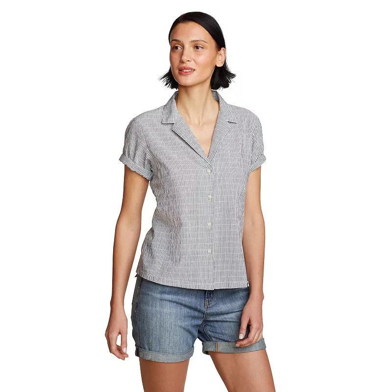 Womens Eddie Bauer Packable Camp Shirt Grey Blue Product Image