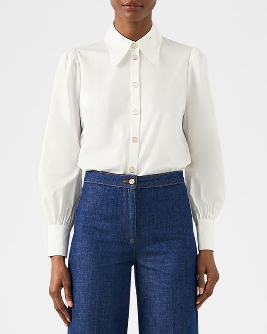 Sonya Button-Down Cotton Sateen Blouse Product Image