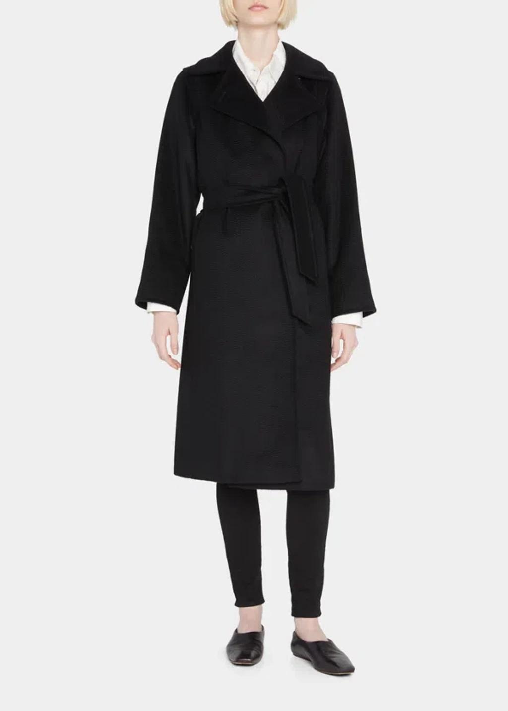 Manuela Wool Wrap Coat, Black Product Image