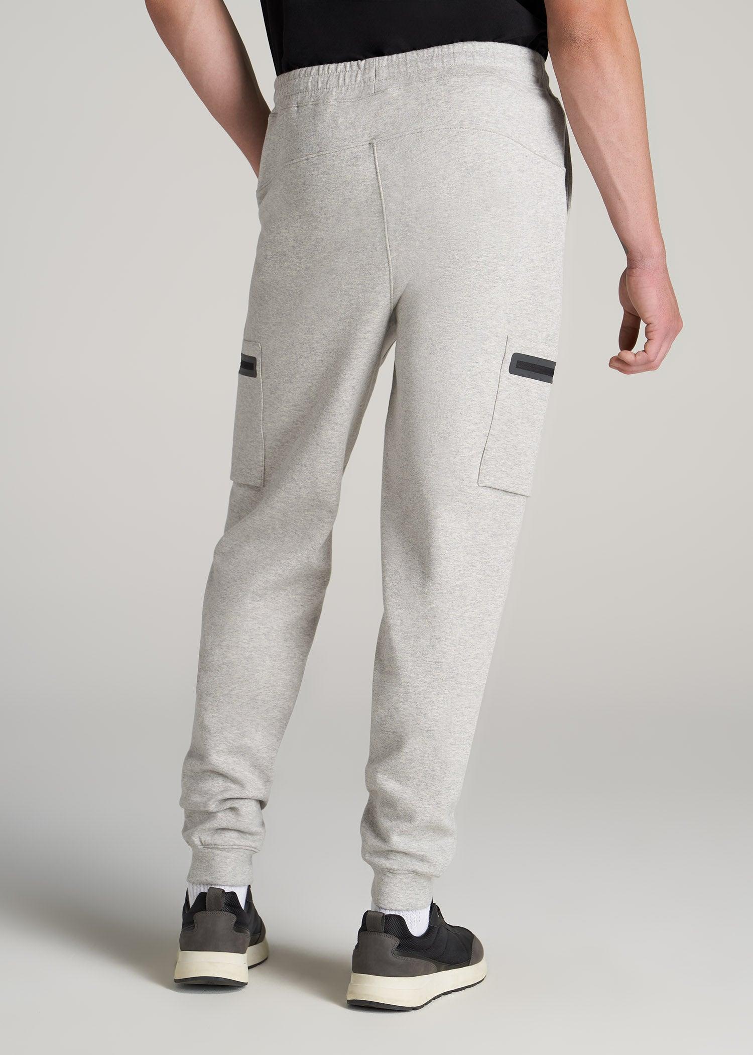 Utility Fleece Cargo Joggers for Tall Men in Grey Mix Male Product Image