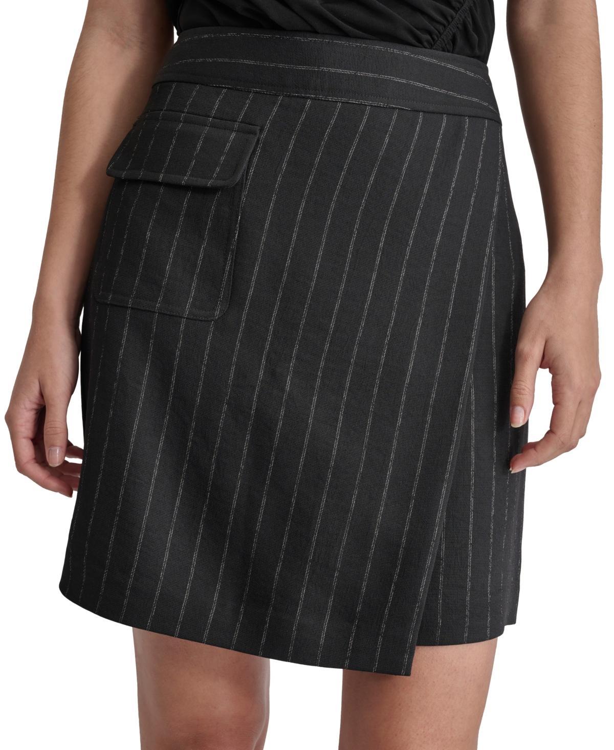 Dkny Womens Asymmetric Striped Mini Skirt - Blk Product Image