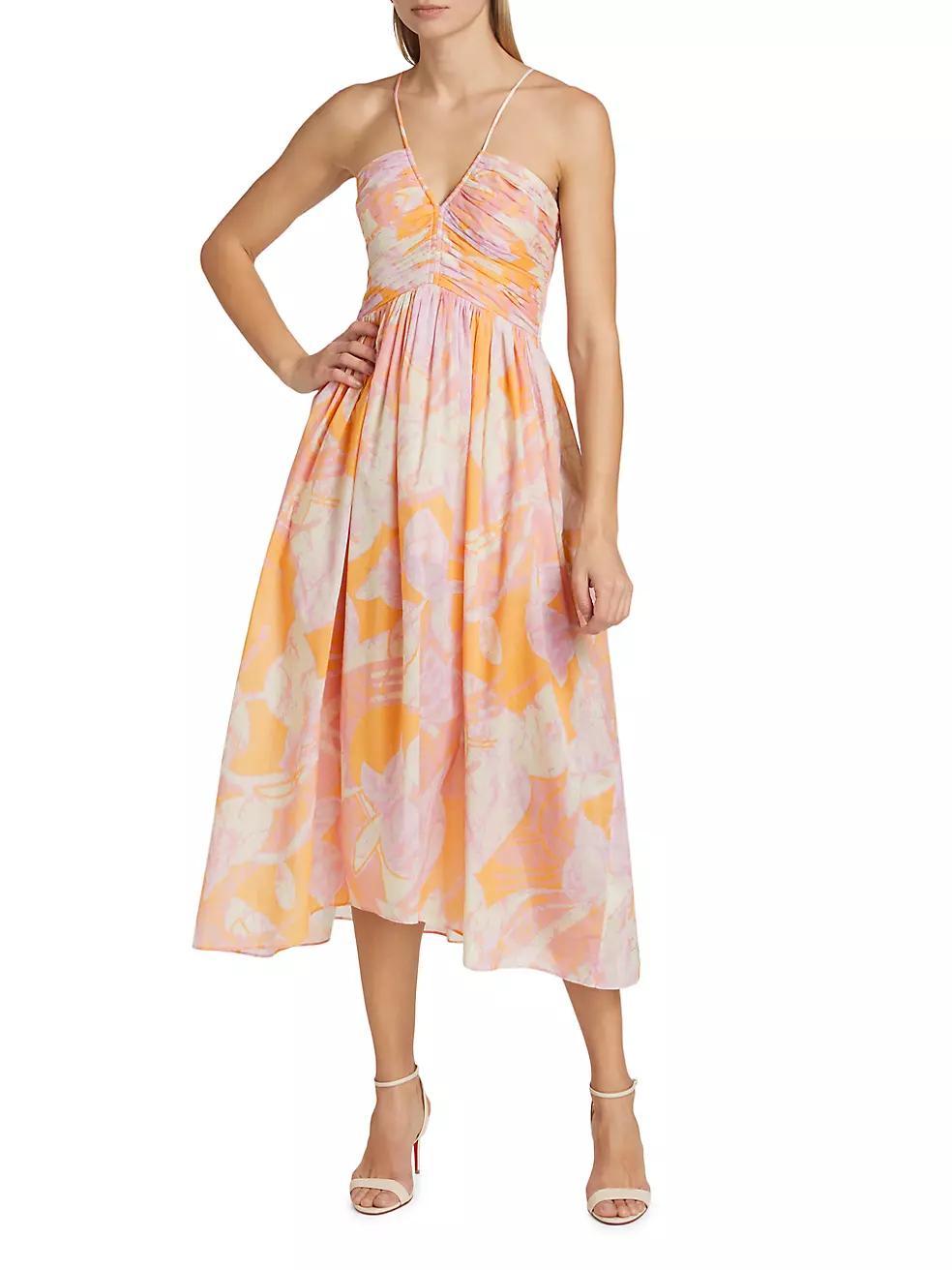 Rumi Botanical Pintuck Midi-Dress Product Image