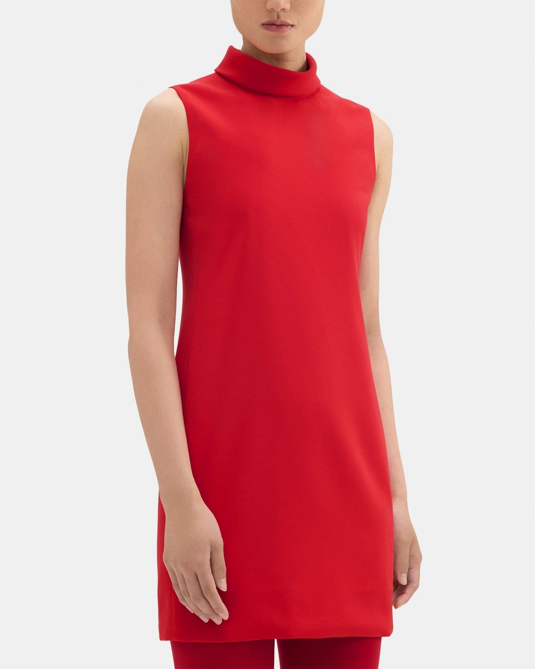 Roll Neck Mini Dress in Crepe Product Image