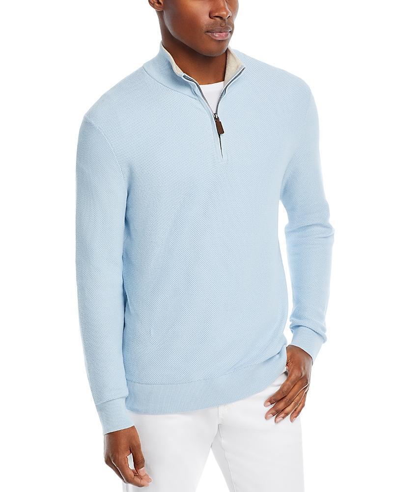 The Mens Store at Bloomingdales Cotton Tipped Textured Birdseye Regular Fit Half Zip Mock Neck Sweater - 100% Exclusive Product Image