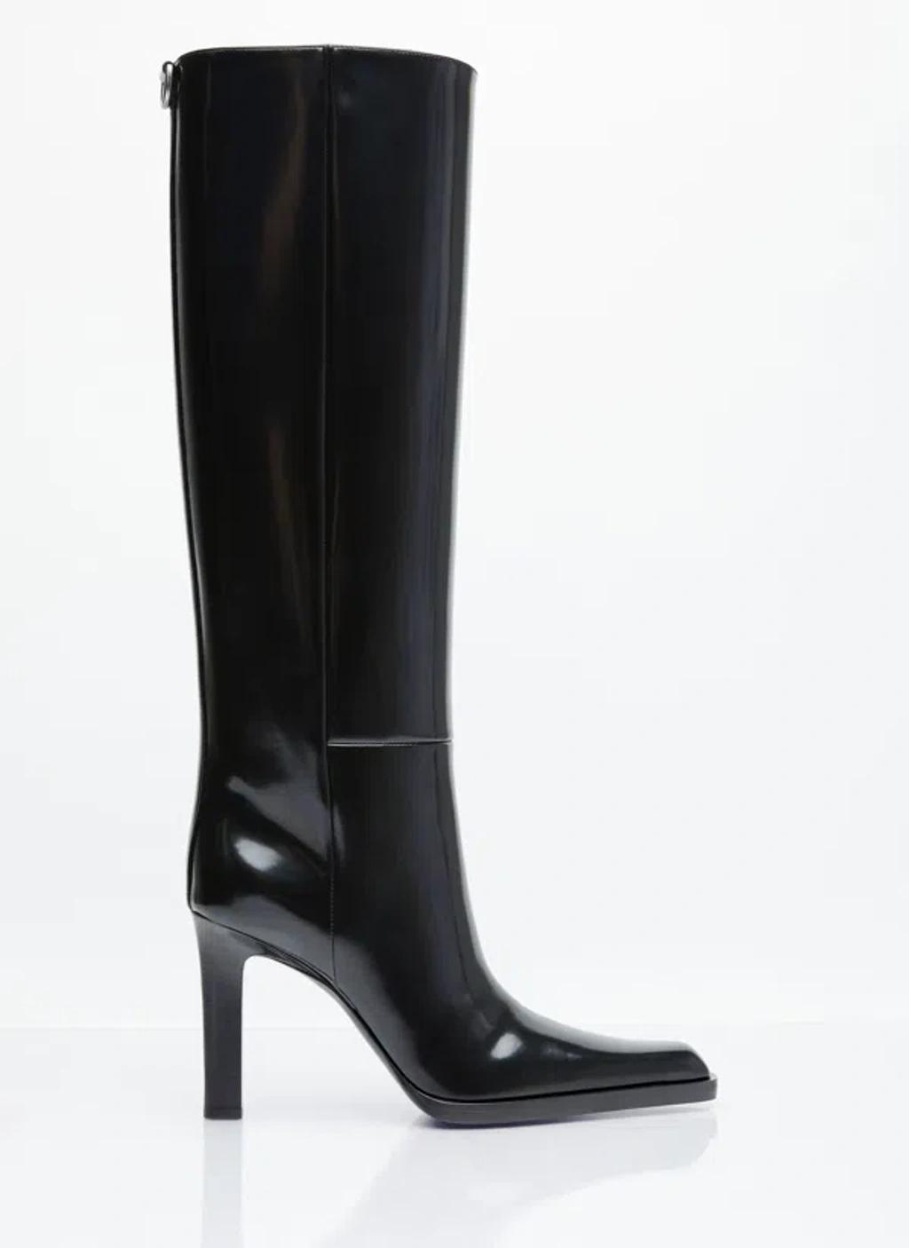 SAINT LAURENT Nina 95 Leather Knee-high Boots In Black product image