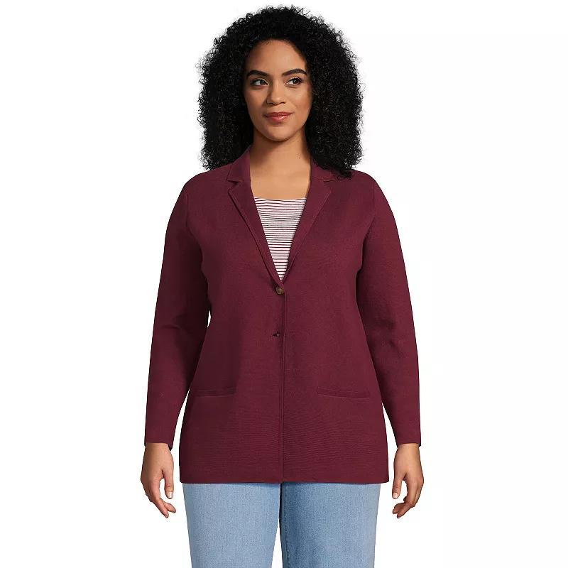 Plus Size Lands End Sweater Blazer, Womens Med Grey Product Image