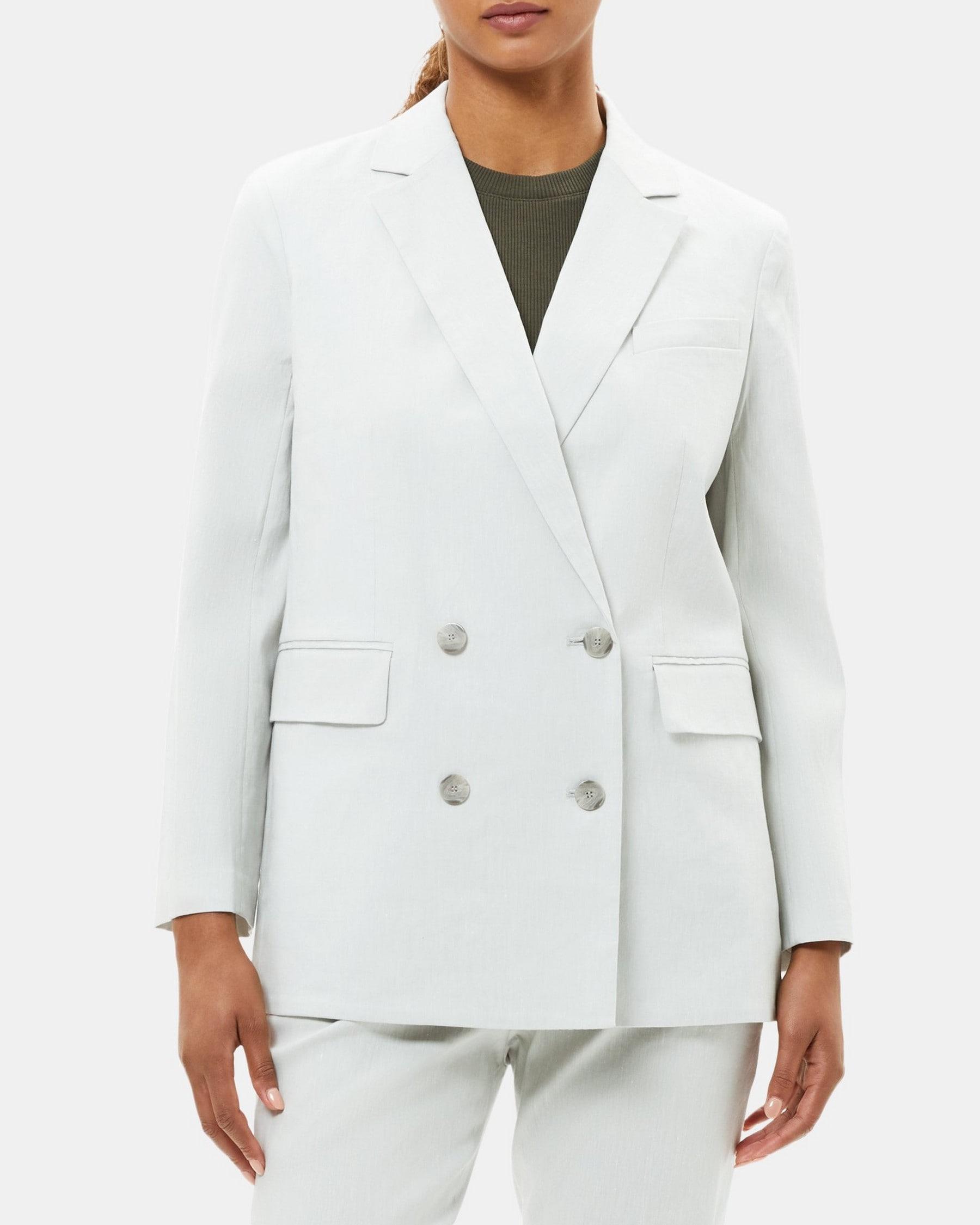 Double-Breasted Jacket in Linen Blend Mélange Product Image