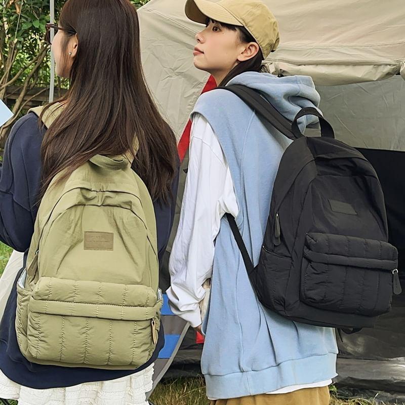 Plain Quilted Nylon Backpack Product Image