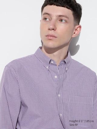 Mens Extra Fine Cotton Broadcloth Checked Shirt Purple XL UNIQLO US Product Image