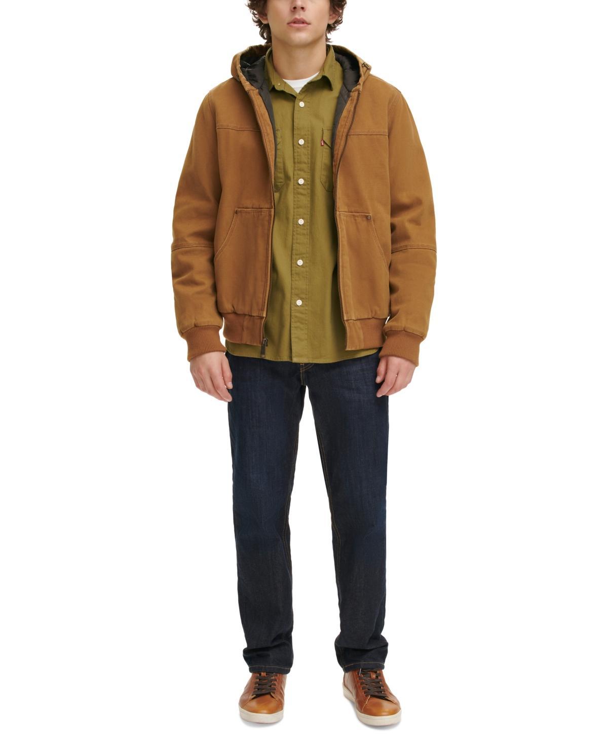 Mens Levis Canvas Workwear Hooded Bomber Jacket Brown Product Image