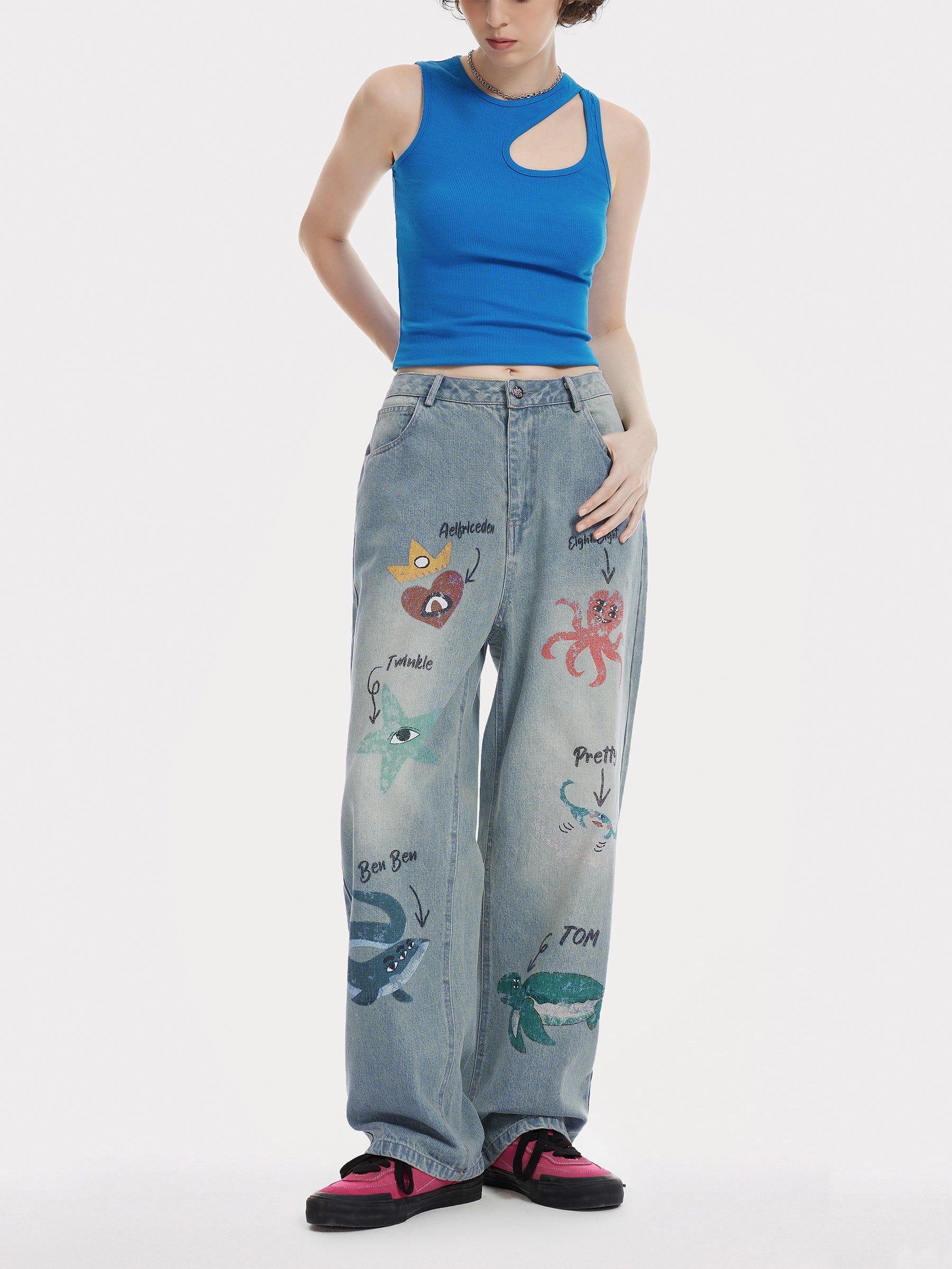 Aelfric Eden Sea Animal Print Jeans Product Image