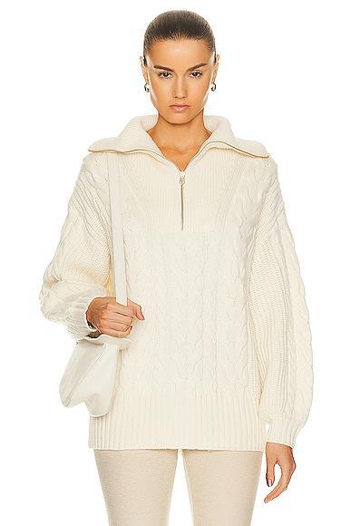 Varley Daria Half Zip Sweater in White. - size L (also in M, S, XL, XS) Product Image