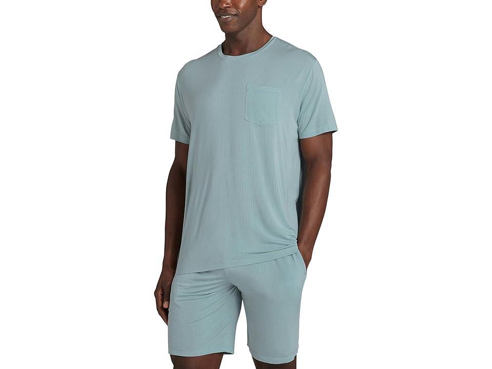 Tommy John Second Skin Luxe Rib Sleep Pocket Tee (Slate) Men's Pajama Product Image