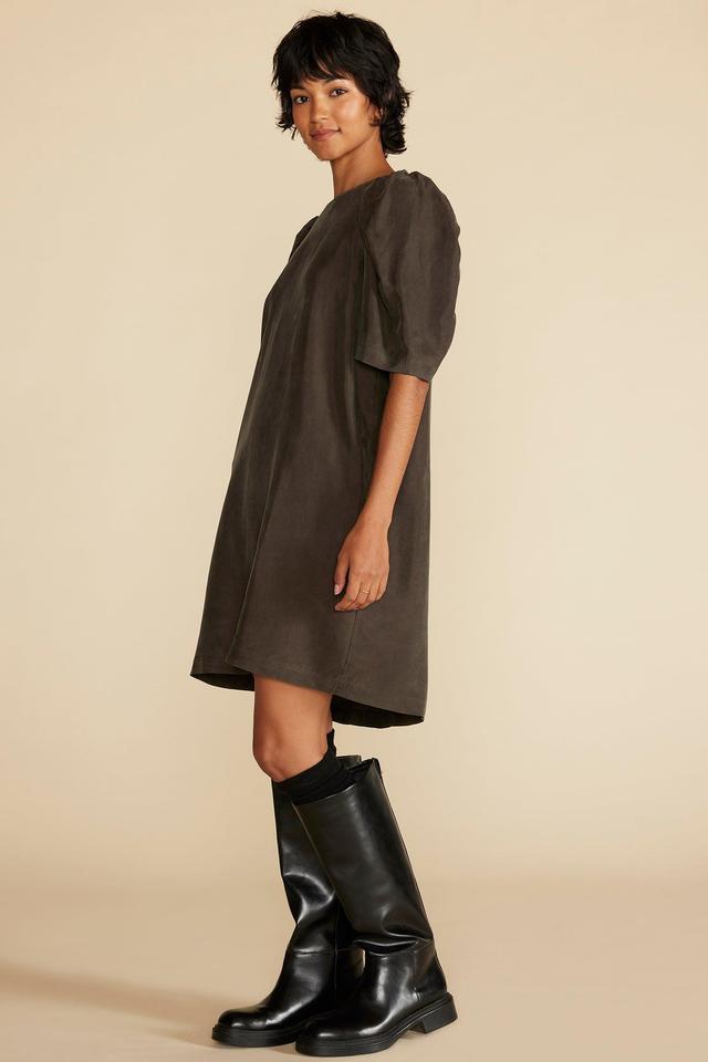 Sylvia Puff Sleeve Dress - Olive Green Product Image