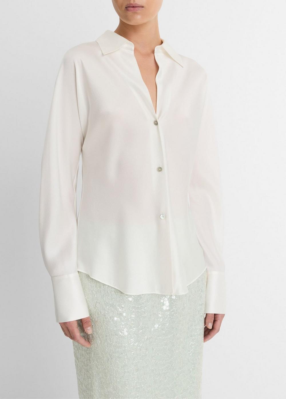 Silk Bias Long-Sleeve Blouse Product Image