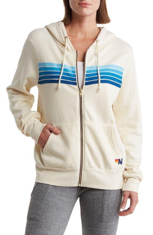 Aviator Nation 5 Stripe Zip Hoodie in Grey. - size L (also in XS, S, M, XL) Product Image