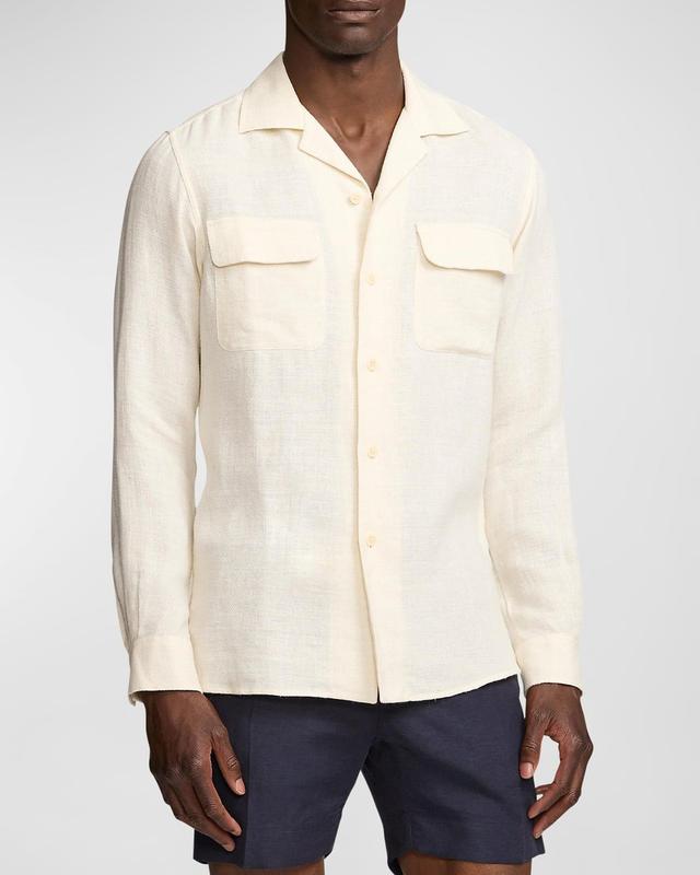 Mens Maxwell Textured Linen-Blend Camp Shirt Product Image